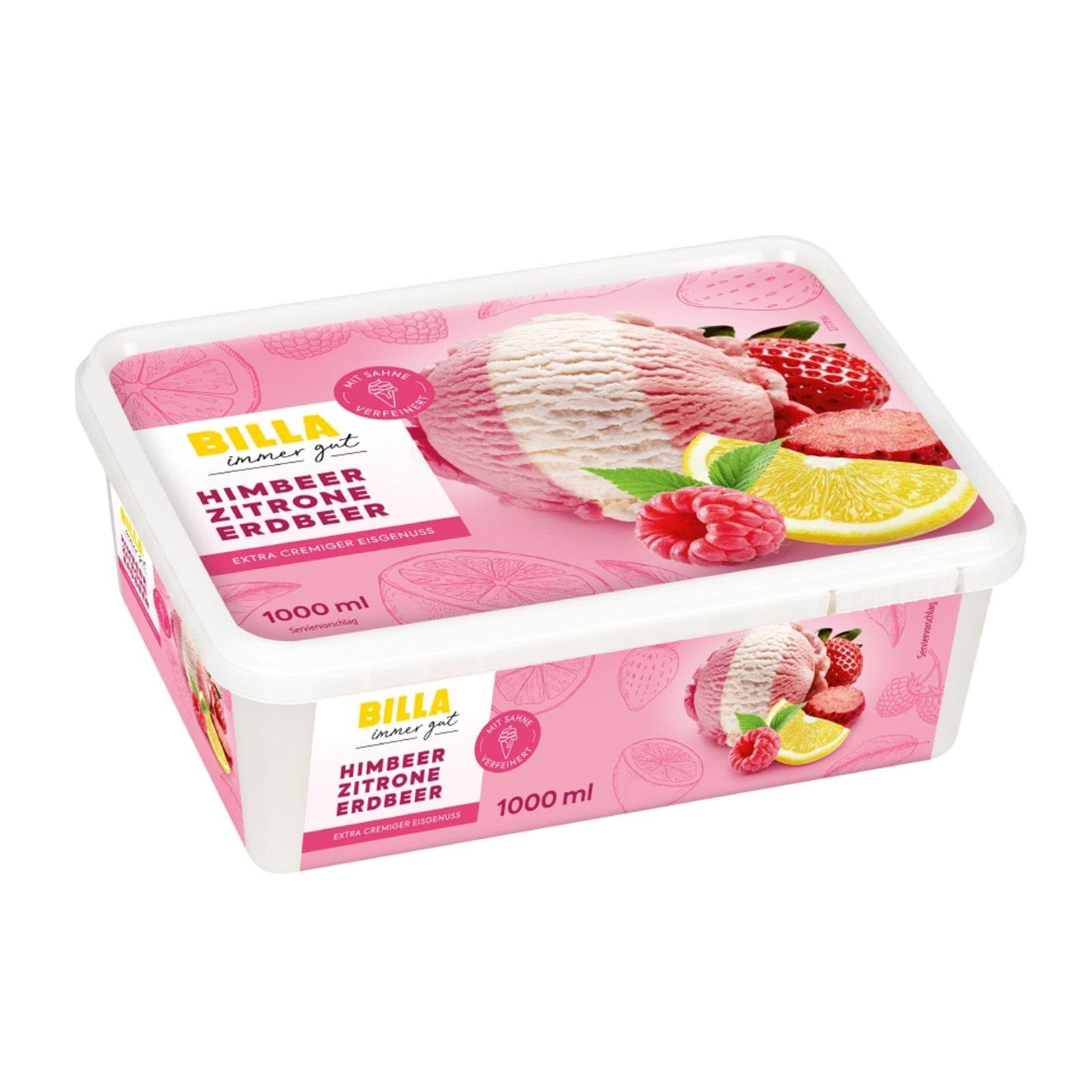 BILLA Eiscreme Himbeer Zitrone Erdbeer