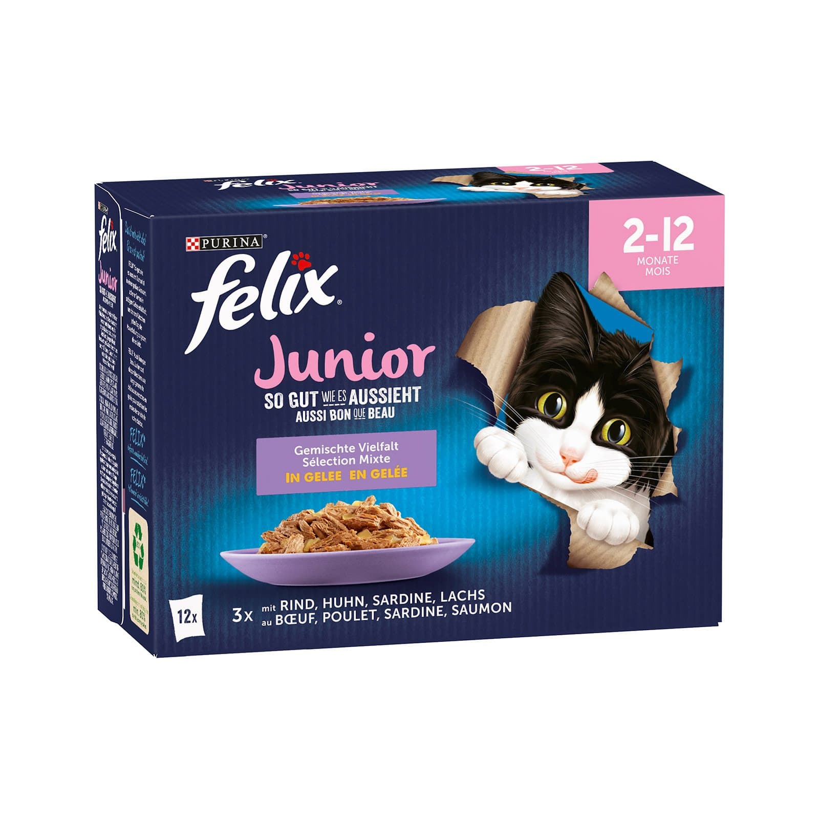 Felix Katzenfutternass Junior Huhn