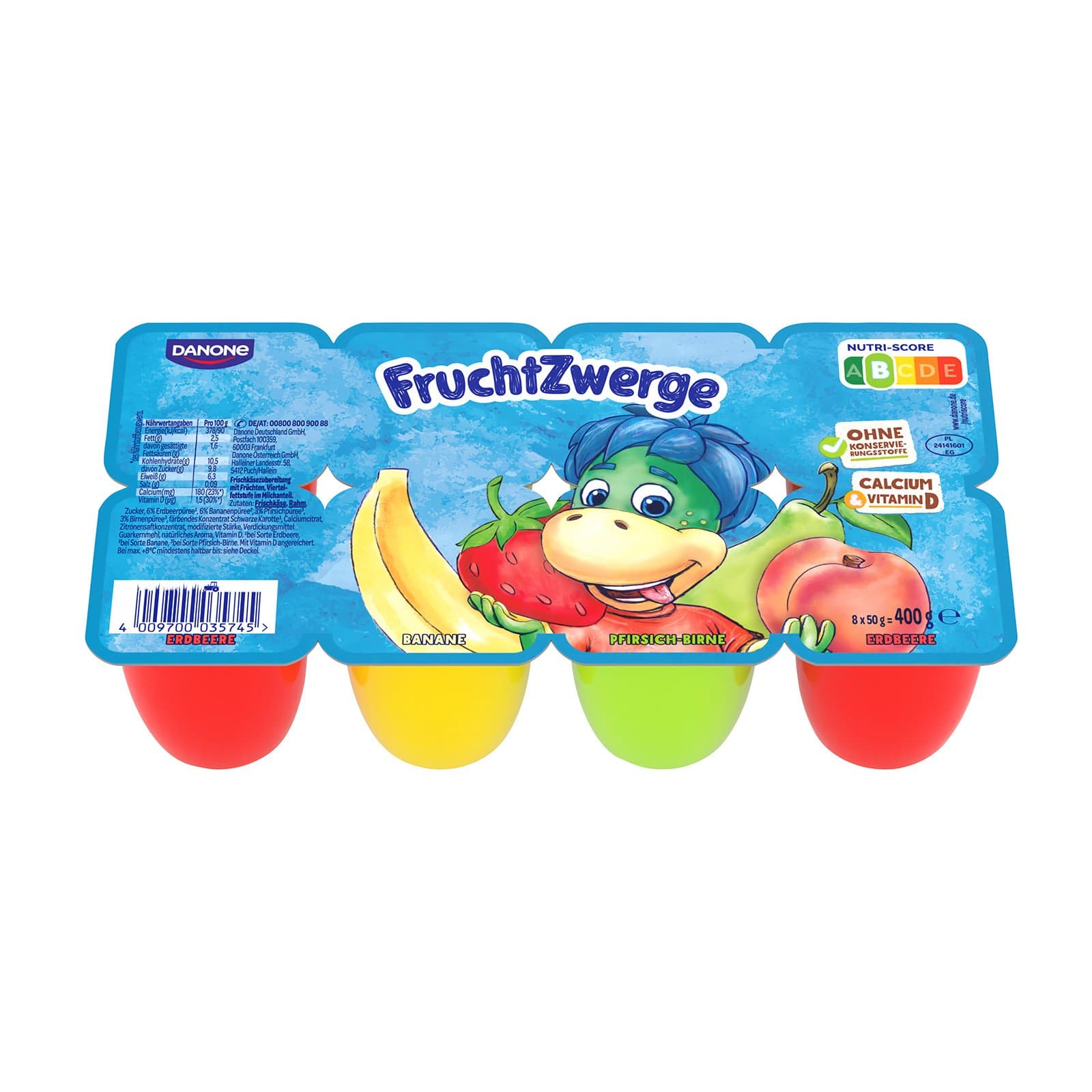 Danone Fruchtzwerge Banane Erdbeer Pfirsich Birne