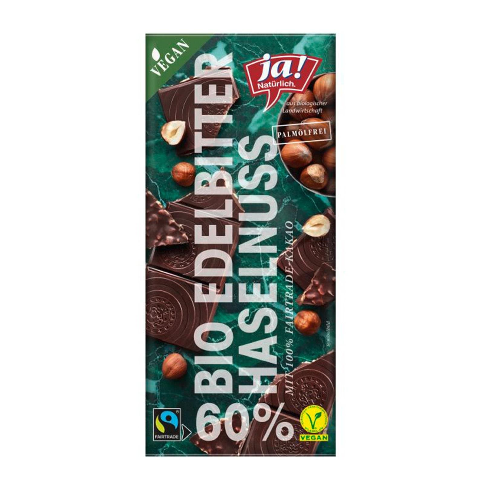 Ja! Natürlich Tafelschokolade Zartbitter Haselnuss Bio
