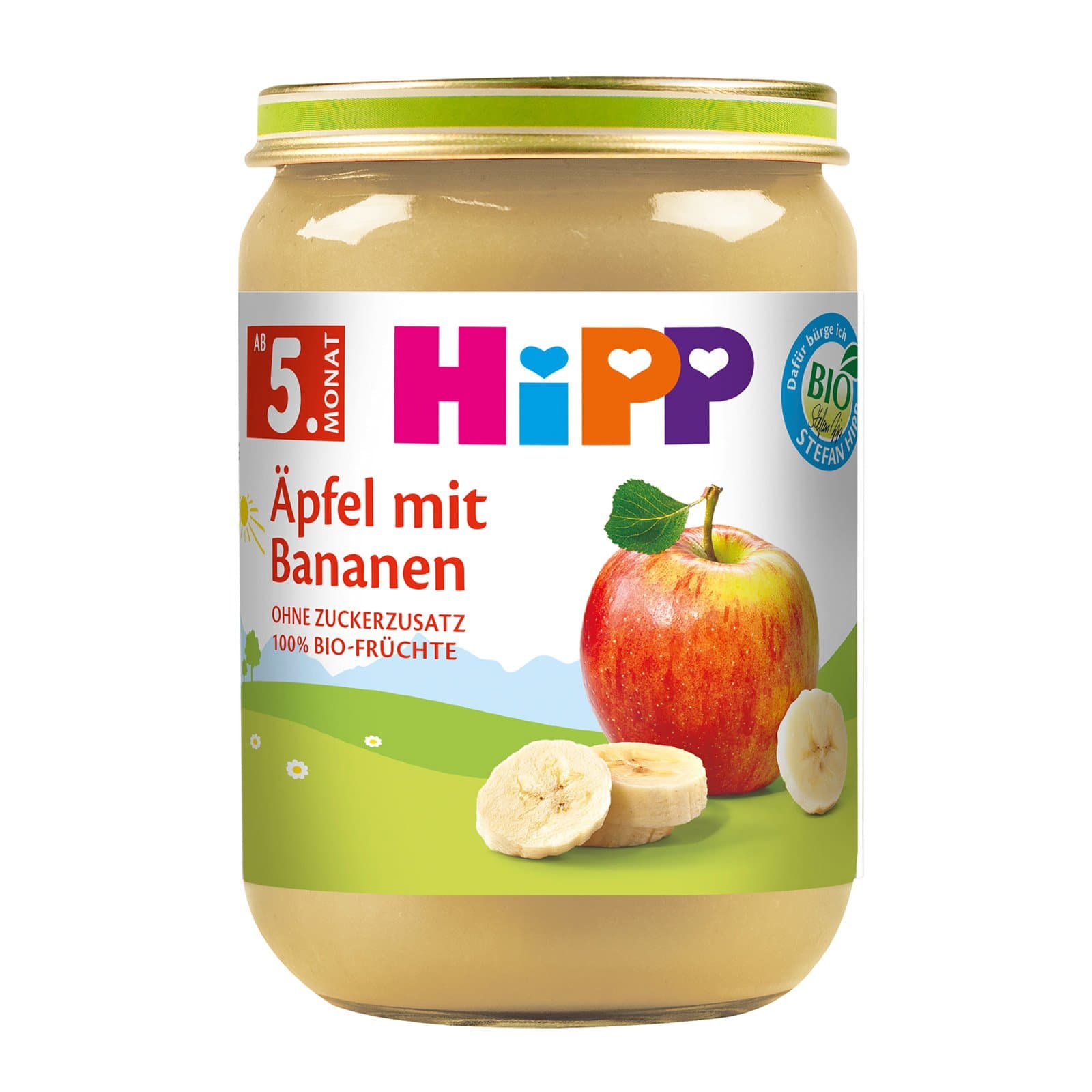 Hipp Glaeschen Aepfel Banane Bio