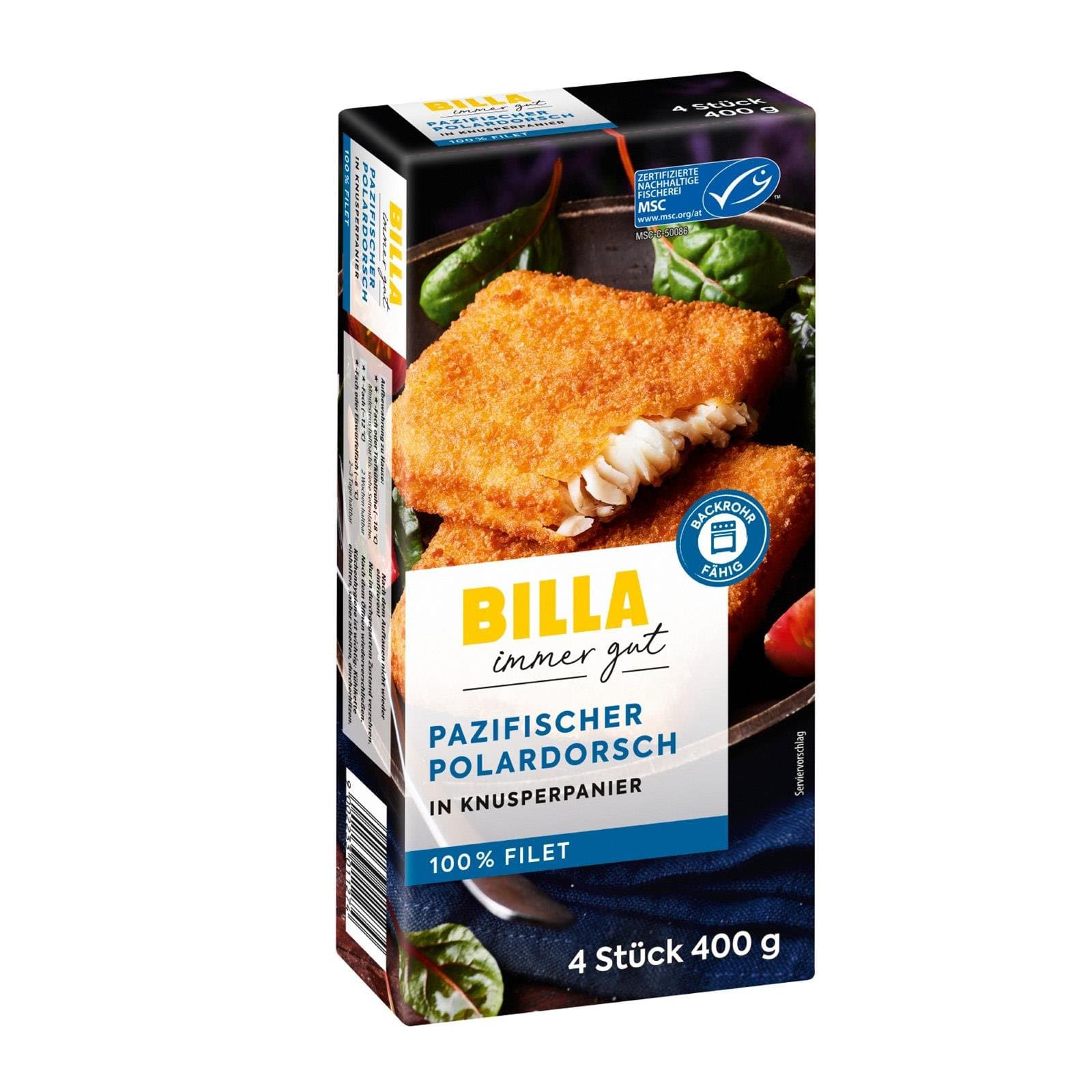 BILLA Fischfilet Pazifischer Polardorsch Paniert