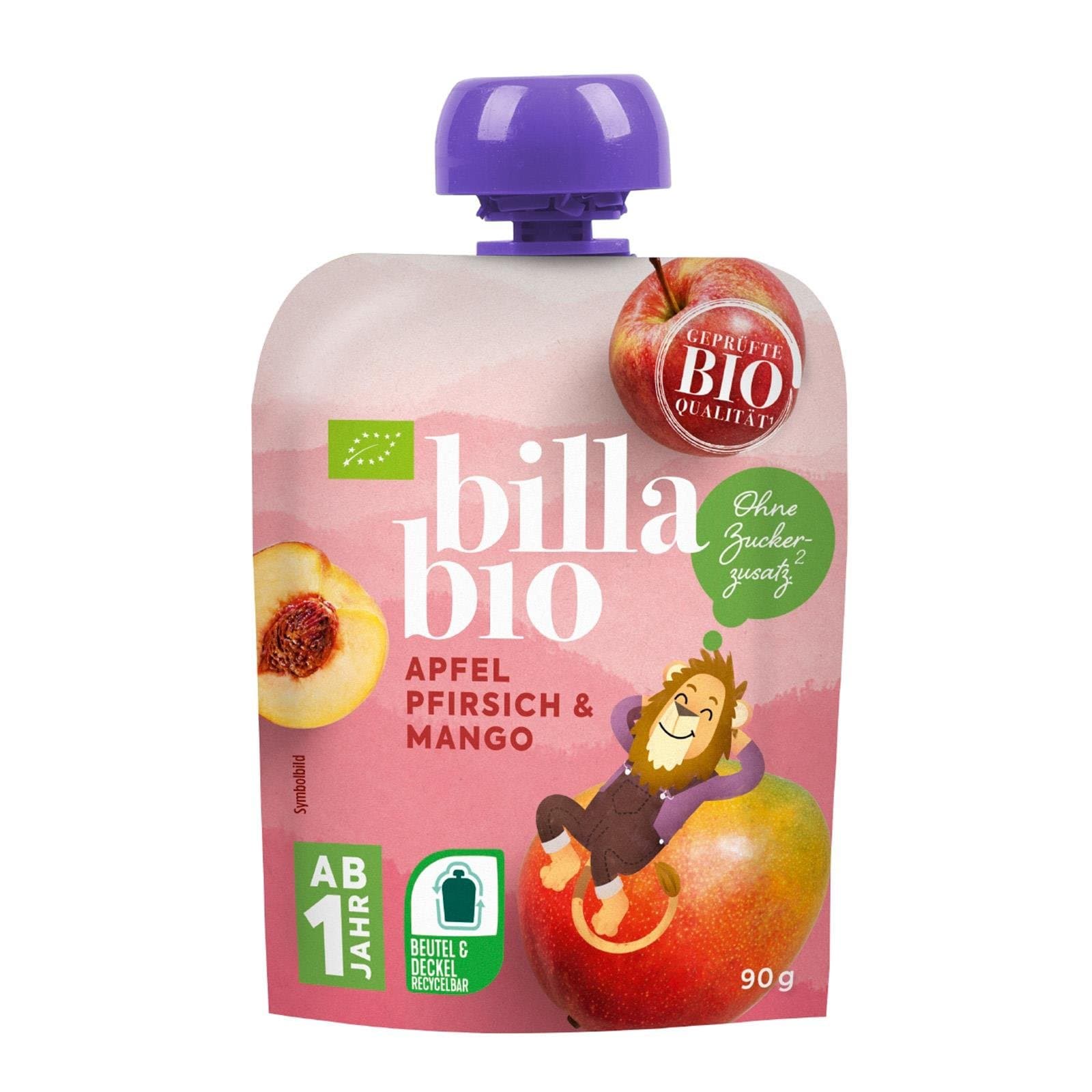 BILLA Quetschie Apfel Pfirsich Mango Bio