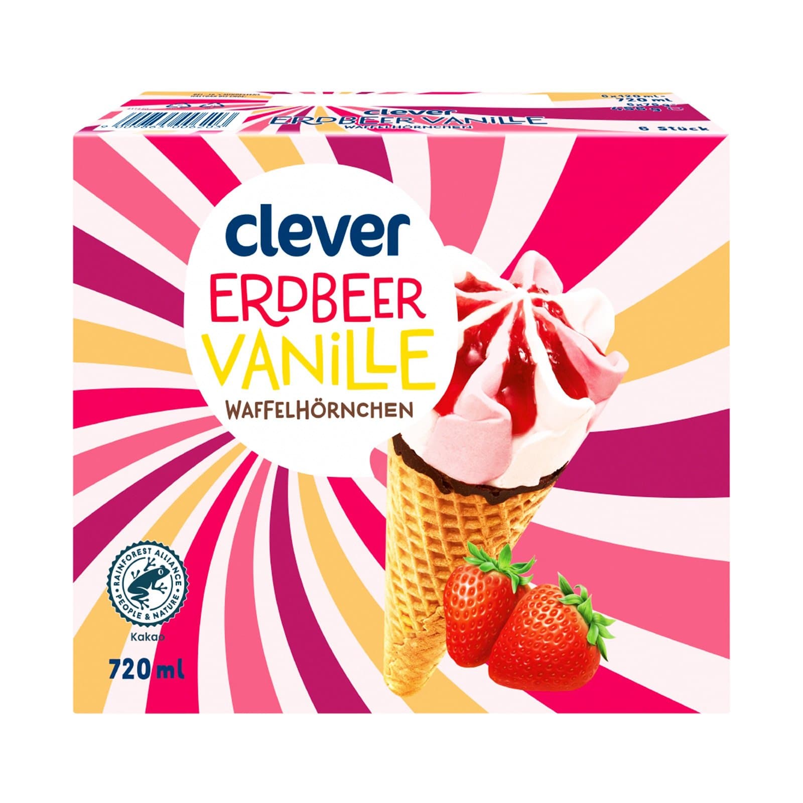 Clever Eiscreme Erdbeer Vanille